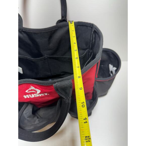 Husky 24 in 15 Pocket Open Top Supply Tool Bag Double Handle Utility Red Black - Picture 9 of 10